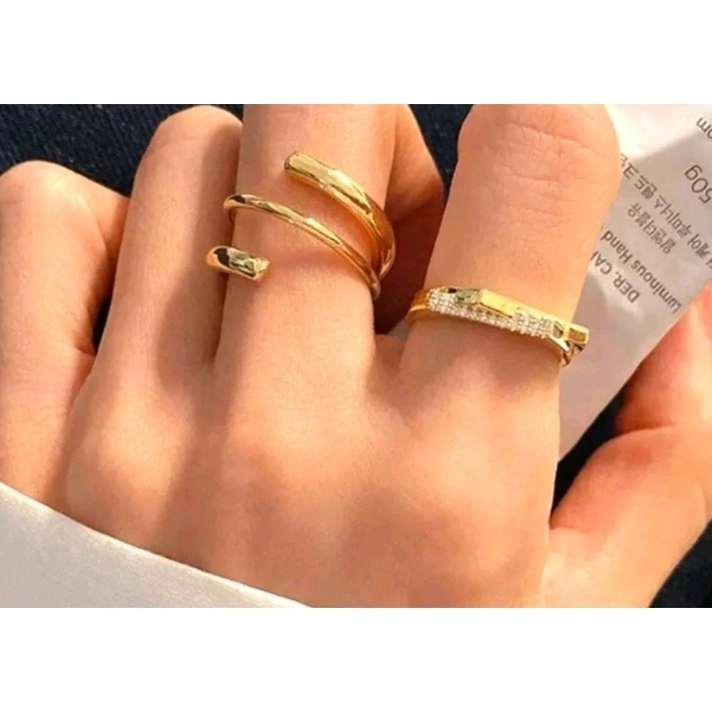 NEW Coil Ring Adjustable Wrap Gold Plated Sterling Silver Minimalist‎ Jewelry